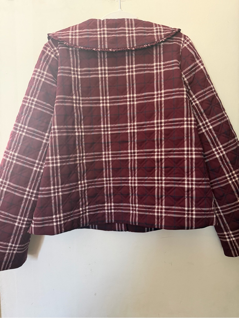 Hill House Home Burgundy Plaid Quilted Jacket Peter Pan Collar Size M - Picture 12 of 12